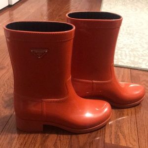 Bright Orange Prada Rainboots size 7